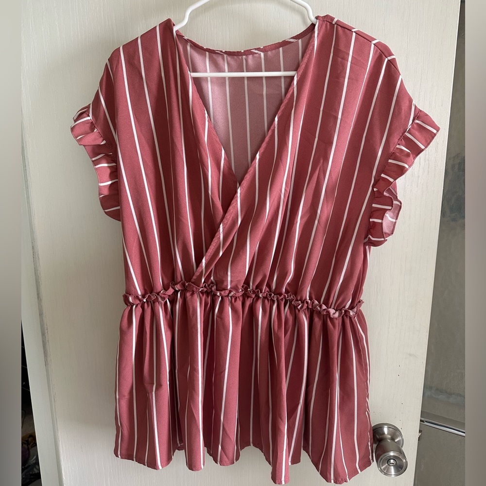 Pink and white stripe blouse